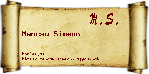 Mancsu Simeon névjegykártya